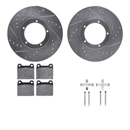 DYNAMIC FRICTION CO 7512-02003, Rotors-Drilled and Slotted-Silver w/ 5000 Advanced Brake Pads incl. Hardware, Zinc Coat 7512-02003